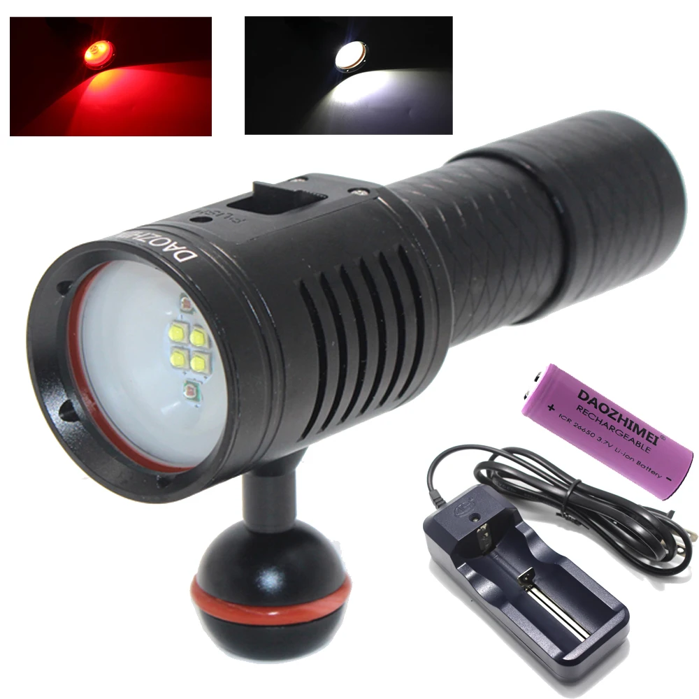 Powerful Diving LED Flashlights 3000Lm IP68 Underwater 100M Scuba Photography VideoTorch for Cave Exploration