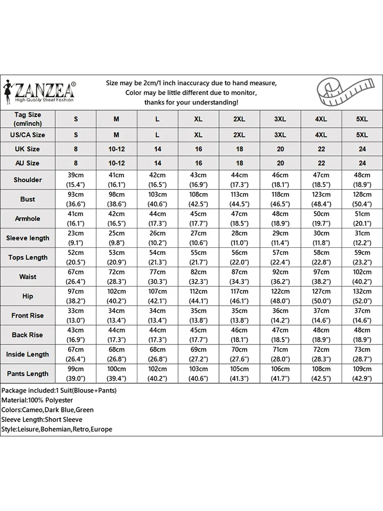 Zanzea-طقم نسائي غير رسمي ، طقم مكون من جزأين ، كم قصير ، بلوزة زهرية ، لون سادة ، الموضة ، الصيف ،