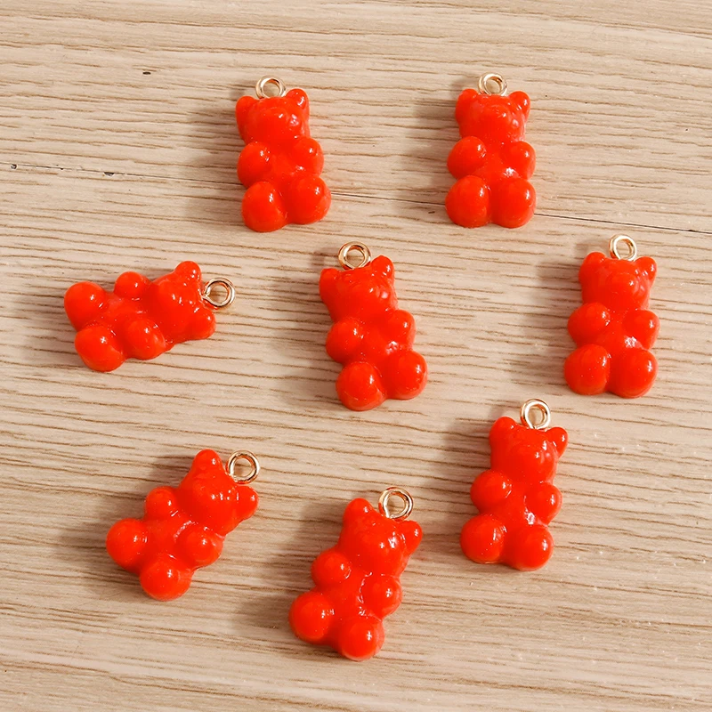 Tusember 30 Stück, 9 Farben, einfarbige Gummibärchen-Anhänger aus Harz für Schmuck, zum Selbermachen, für Ohrhänger, Armbänder, Halsketten, Anhänger und Accessoires. – Detail 8