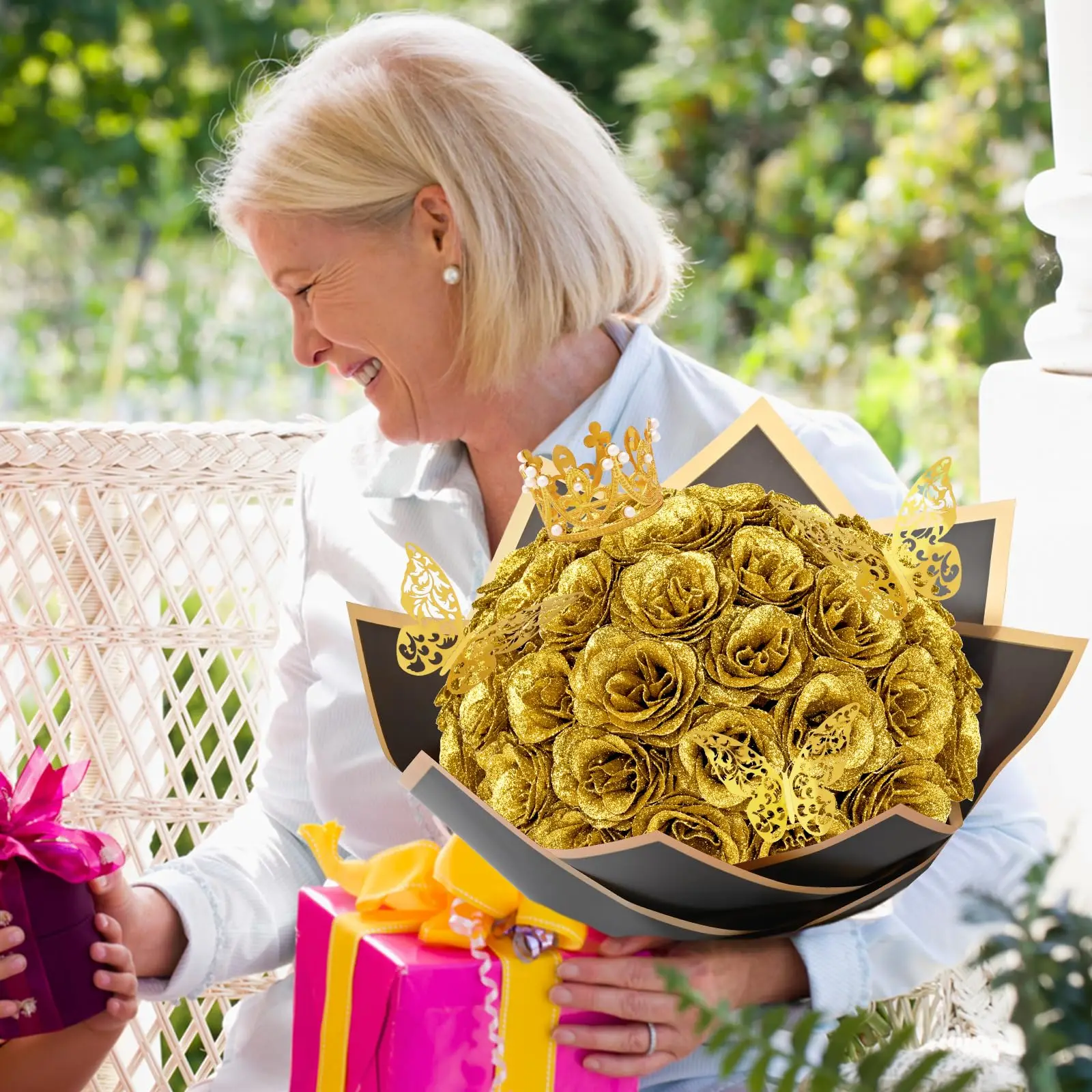 12 قطعة الورود بريق الزهور الاصطناعية باقة ذاتية الصنع الأبدية ورد صناعي لهدايا الزفاف الذكرى عيد الحب للأمهات #3