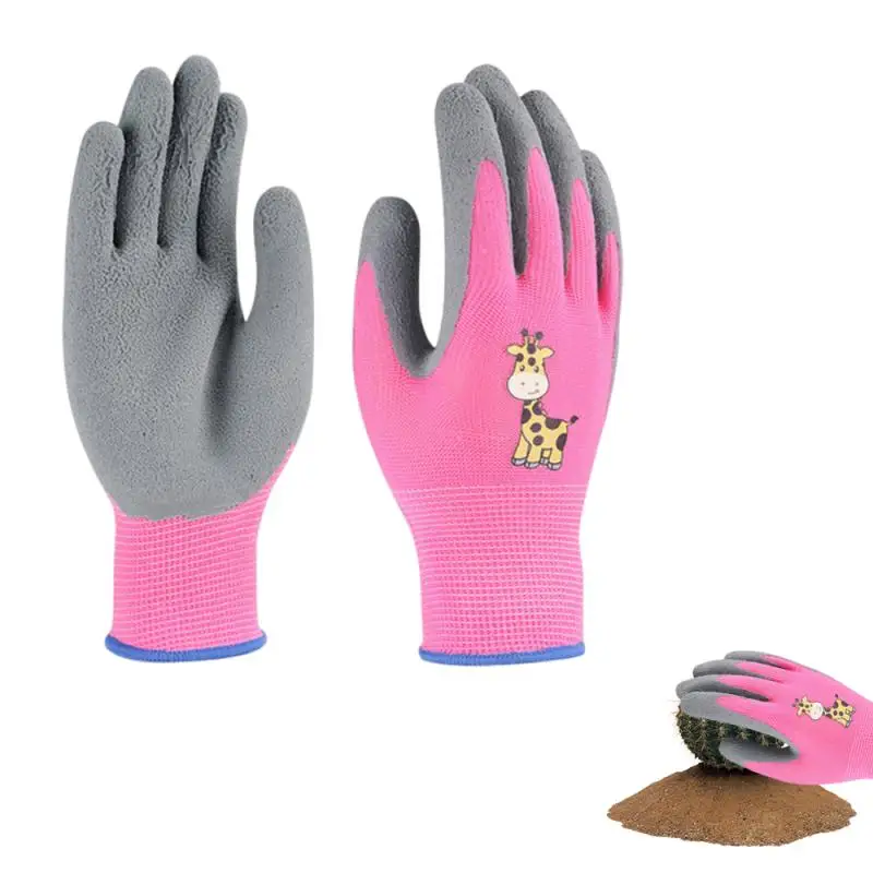 Thickened Childrens Latex Gloves Non-slip Garden Tools Gardening Gloves Durable Childrens Fun Protective Gloves Cartoon