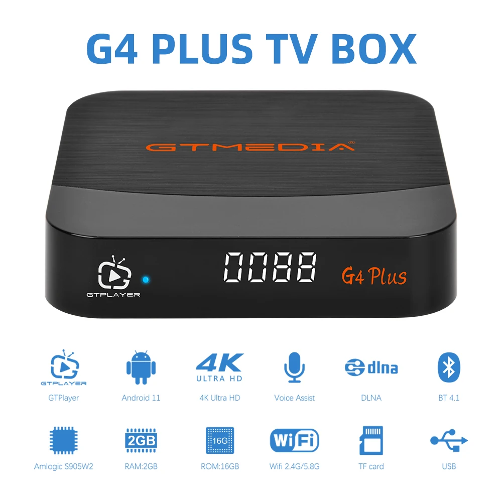 GTMEDIA G4 PLUS/G1 4K H.265/VP9 Android 11 TV Box, Amlogic S905W2 2GB+16GB Built-in Wifi 2.4G/5.8G+BT4.1 GTplayer TV Box