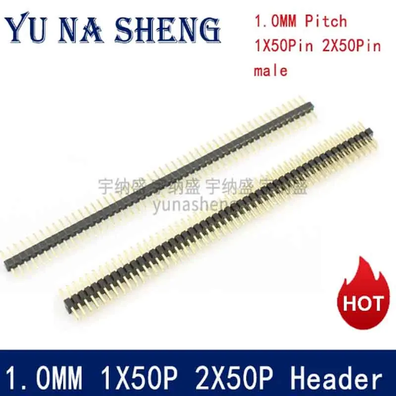 10PCS 1.0mm Pitch  Single  Double Row Male1X 2/3/4/5-50P Breakaway PCB Board Connector Strip Pinheader 2*2/2P 4P 6-40p