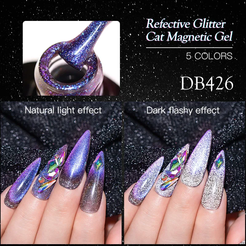 Mtssii Reflective Cat Eye Nail Gel Polish 6ML Galaxy Chameleon Gel Nail Art Magnetic Varnish Semi Permanent Glitter Liquid