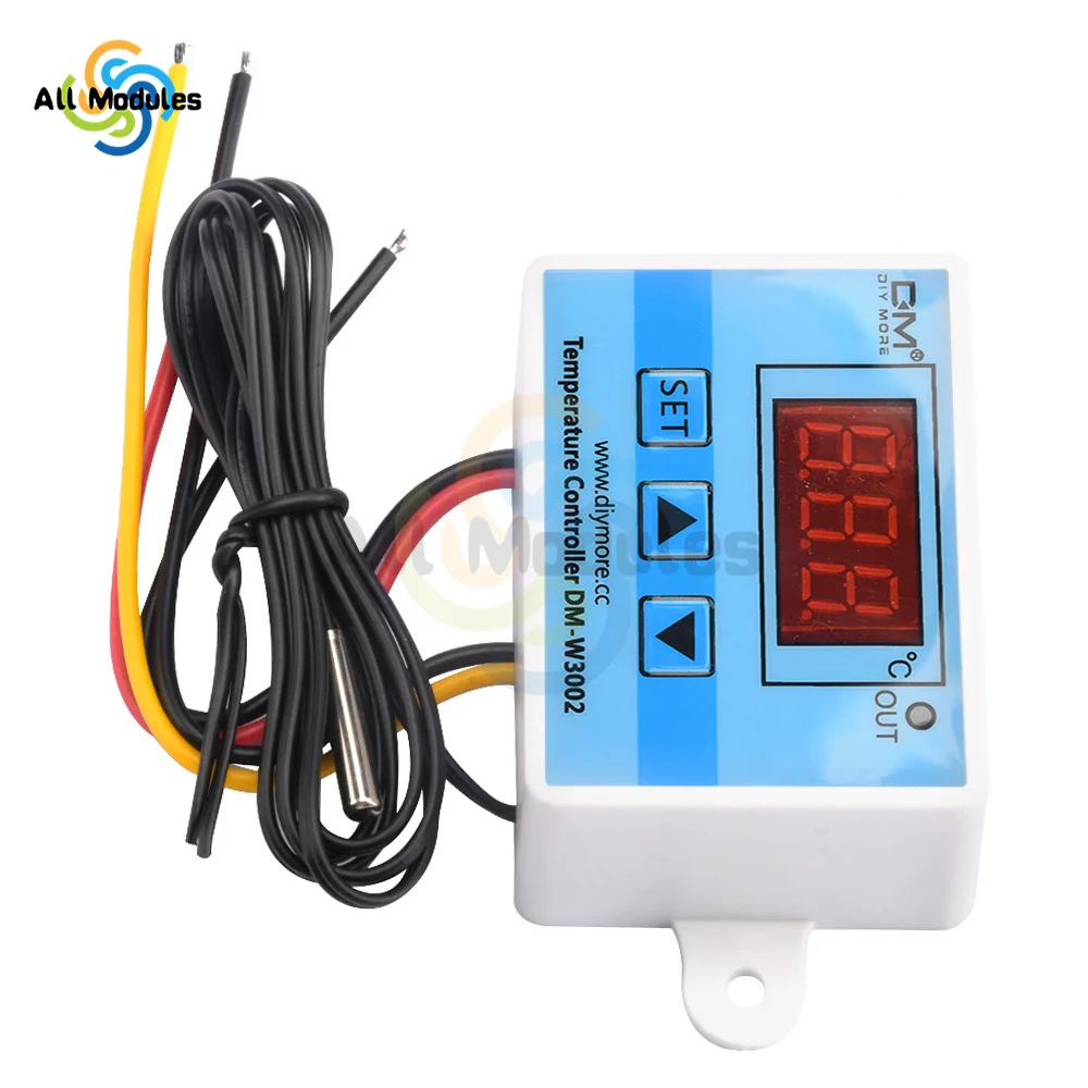 DM-W3001 DM-W3002 W3001 W3002 W3003 Digital LED Temperature Controller DC12V DC24V AC110-220V with Thermostat NTC Sensor Probe