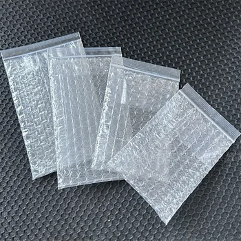 Transparente Dupla Face Engrossar Bubble Bag, Osso Zip Lock Embalagem, Selagem, Entrega Expressa, Transporte, Sacos De Plástico, 100Pcs