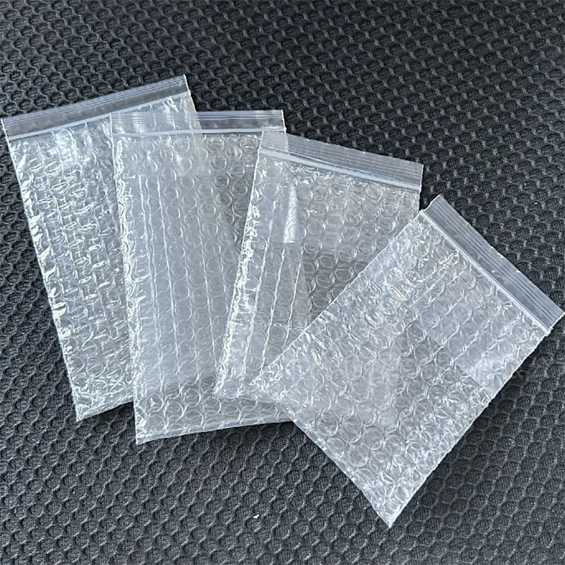투명 양면 두꺼운 버블 백, 본 지퍼 잠금 포장, 씰링 익스프레스 배송, 운송 비닐 백, 100 개 
