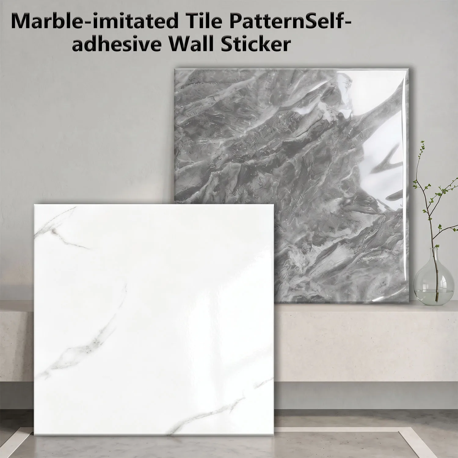 

Marble Wall Stickers PET Waterproof Tile Stickers Self Adhesive Peel Stick Home Decor Kitchen Bathroom Bedroom Papel Tapiz Pared