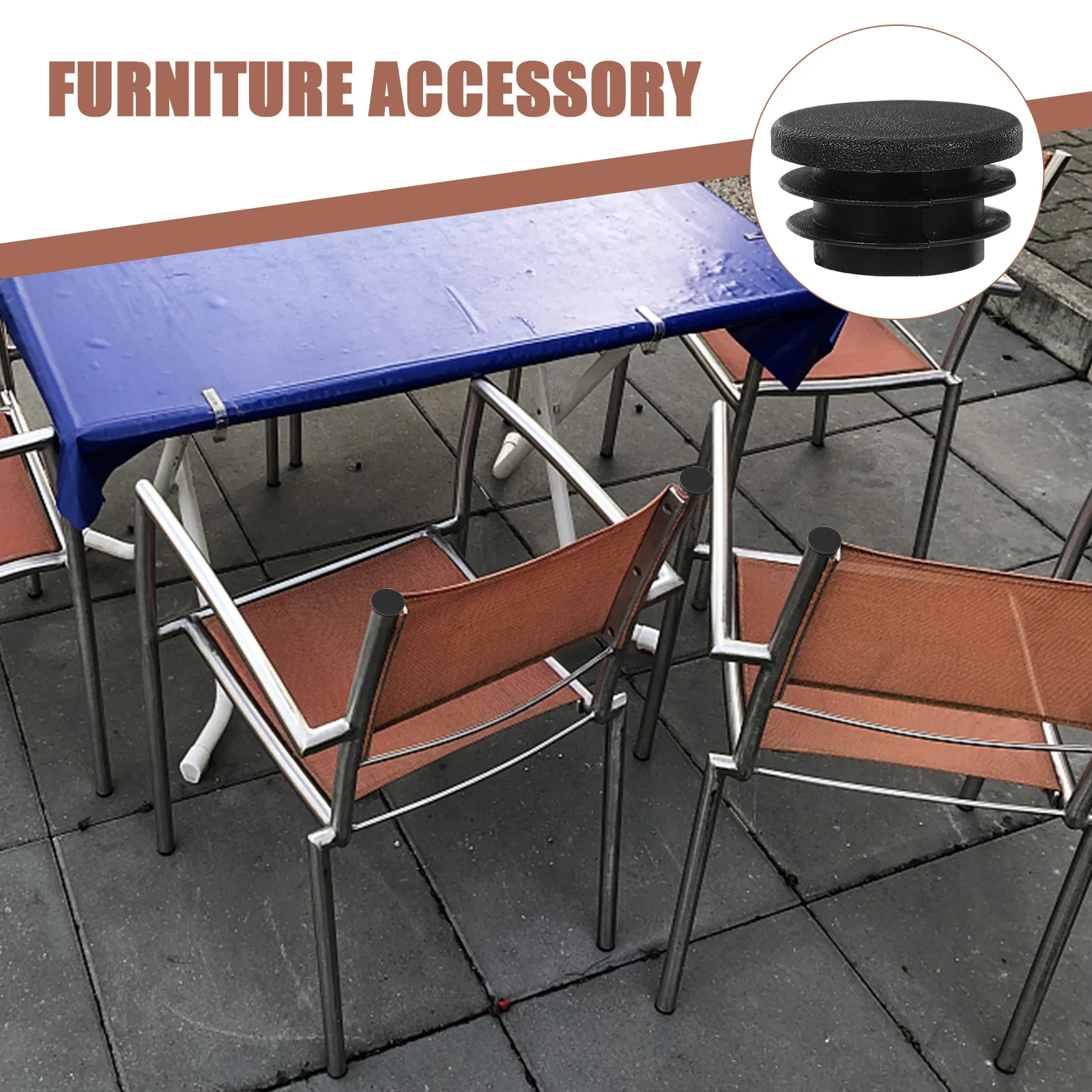 

50pcs Round Pipe Plug Chair Leg Floor Non-slip Wood Tiles Furniture Leg Caps Folding Chair End Caps Plastic for Chairs