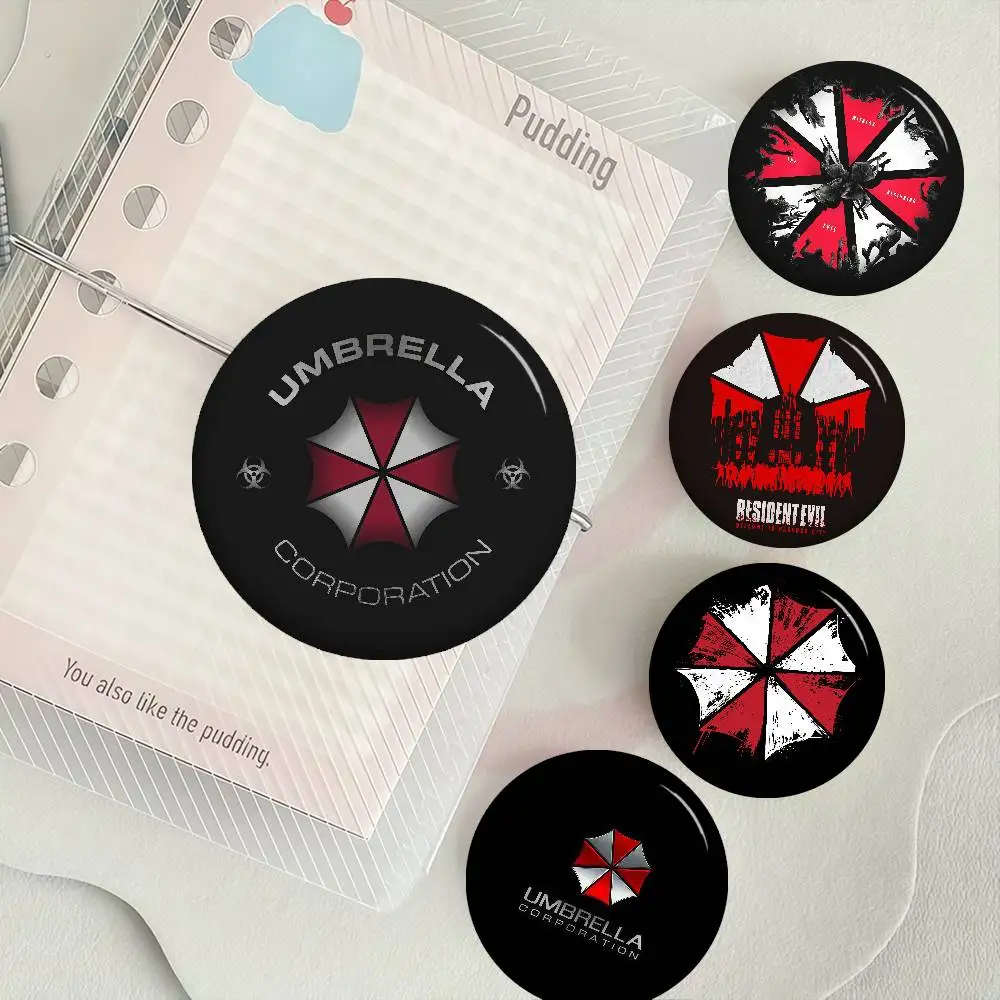 Game Anime Button Pin Handmade Brooch For Clothes Cartoon Badge Backpack Decoration Accessories R-ResidentS Umbrella E-Evil
