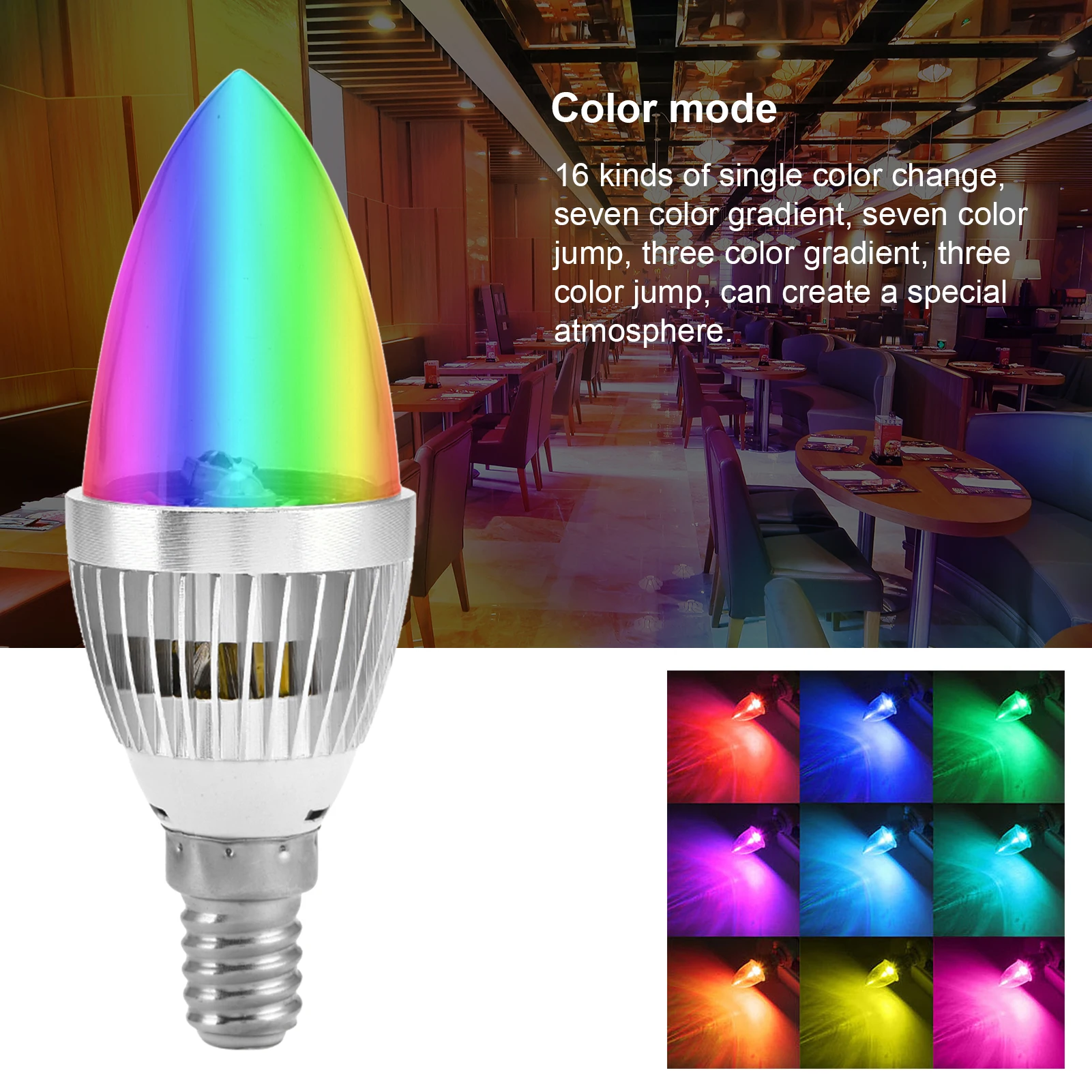 RGB LED Candle Light Bulb E14 E12 3W Color Changing Lamp Remote Control Decorative Lighting Bulb for Home Party Wedding Decor