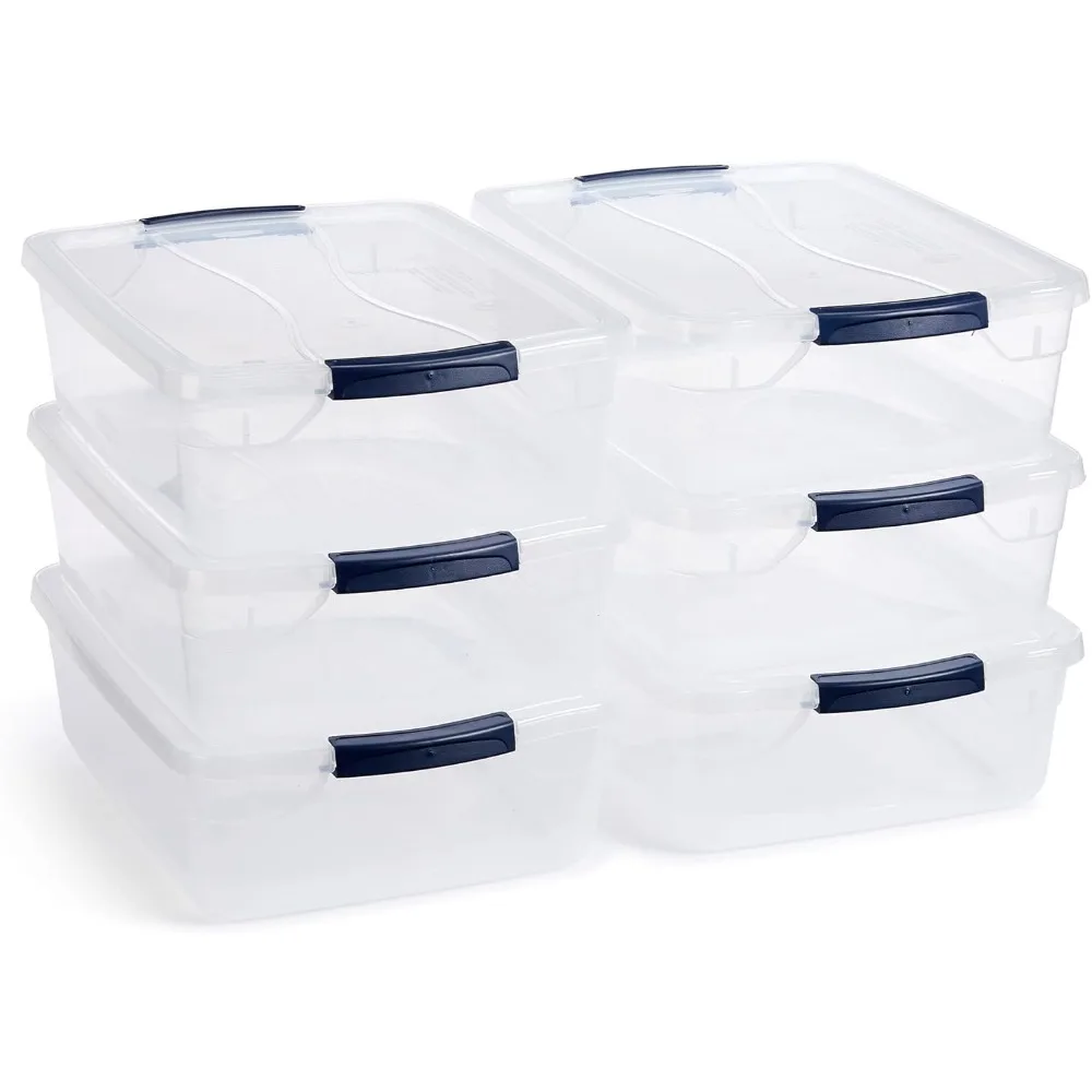 

Cleverstore 17 Quart Clear Latching Waterproof Stackable Airtight Storage Containers with Durable Latching Lids