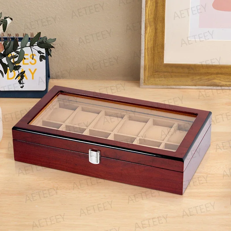 Exquisite Lacquered Watch Storage Display Case Box Wood Grain Dustproof Boxes Watch Case Storage for Luxury Box Customized Logo