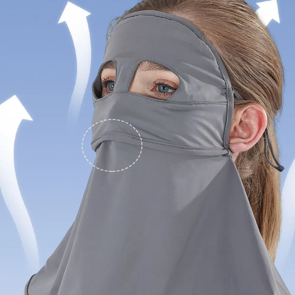 Sun Proof Women Summer Sunscreen Mask Full Face Hanging Ear UV Protection Neck Gaiter Breathable Quick-drying