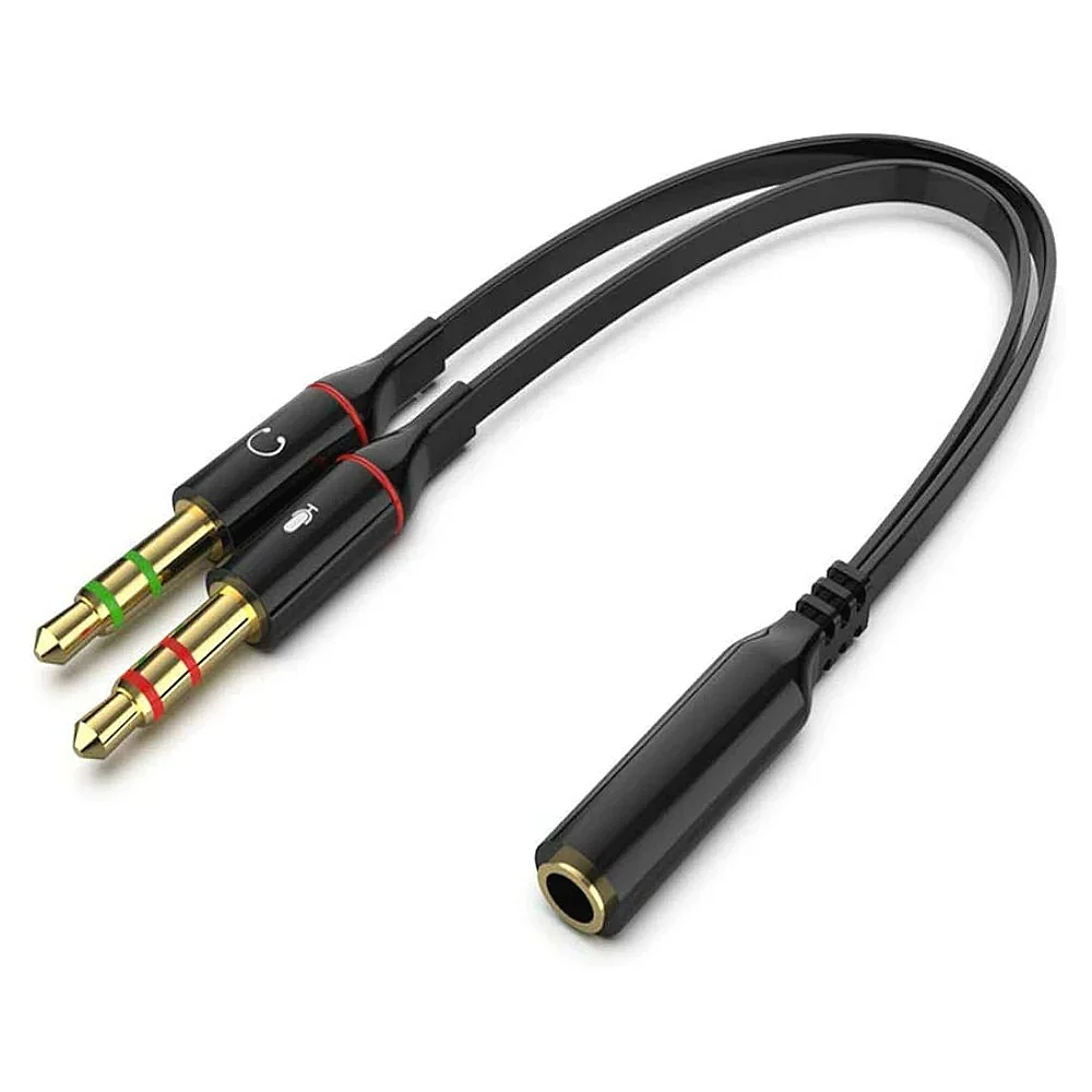 Headset Splitter TRRS 3.5mm Female Jack To Two 3.5 TRS Male Headphone Microphone Adapter Conversion Cable For Desktop Laptop PC