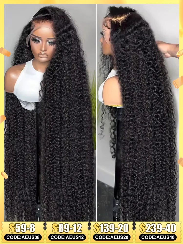 Melodie Curly 250% 40 42 Inch HD 13x6 Lace Front Human Hair Wigs Deep Wave Transparent 13x4 Lace Frontal Wig Brazilian Remy Hair