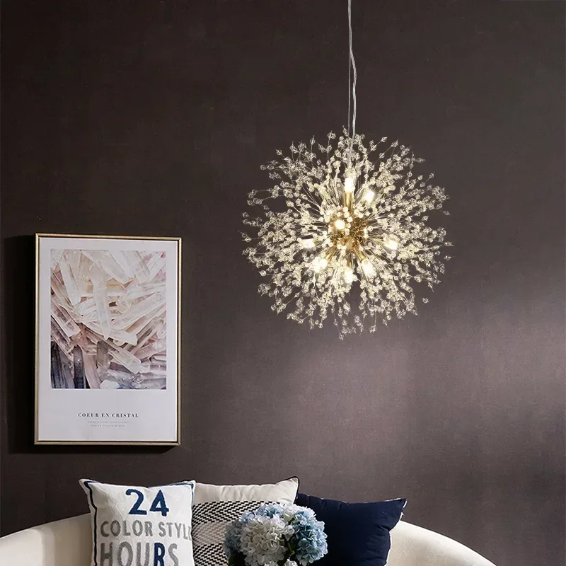 2024 Modern Crystal Dandelion Chandelier Lighting Pendant Lamp For Home Decoration Samsarah SH-P40