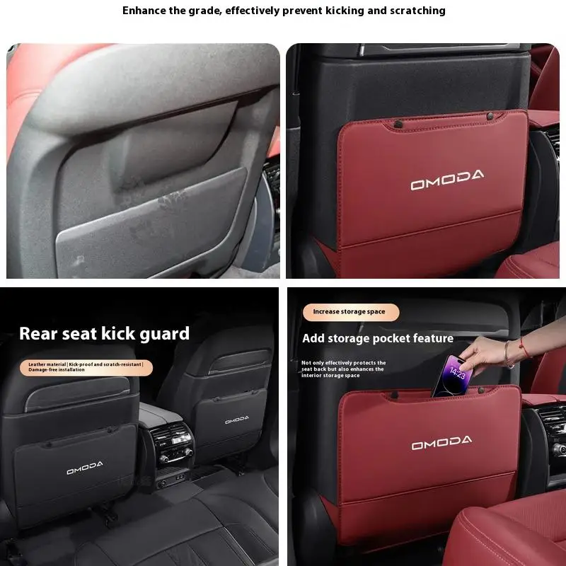 2Pcs Omoda Leather Seat Back Kick Guard Storage Bag For Chery Omoda5 C5 S5 Tiggo7 Pro Tiggo8 Pro Jaecoo7 Anti Kick Interior Acce