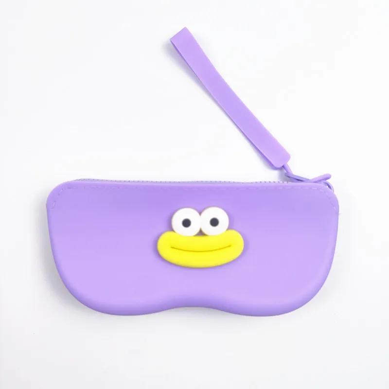 حقيبة نظارات سيليكون محمولة لطيفة على شكل رسوم كرتونية، حافظة واقية للنظارات الشمسية، حقيبة تخزين محمولة قابلة للتعليق