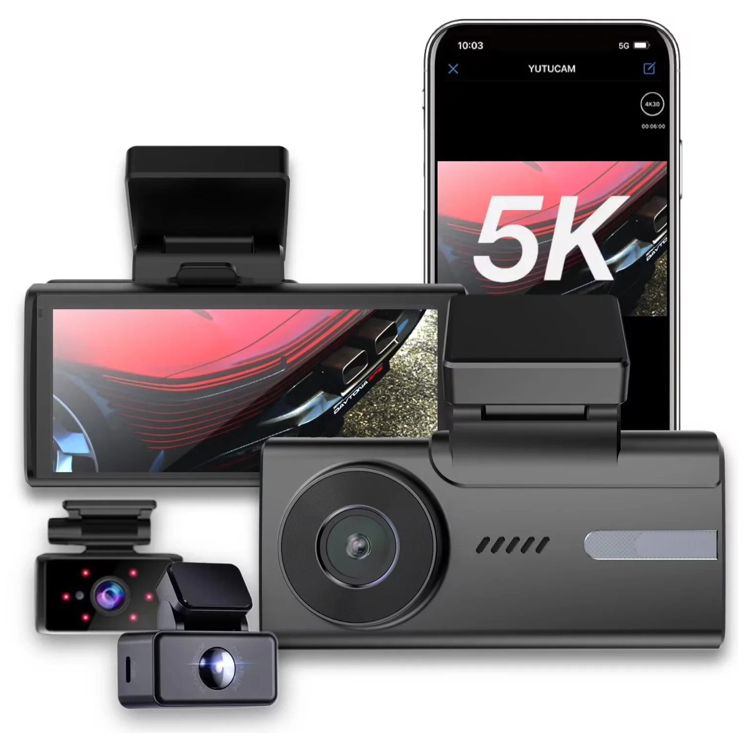 

AZDOME M580 2023 NEW Touch Screen 3 Way 4K+1080P+1080P Car Black Box Night Vision Driving Recorder High Resolution 5K Dash Cam