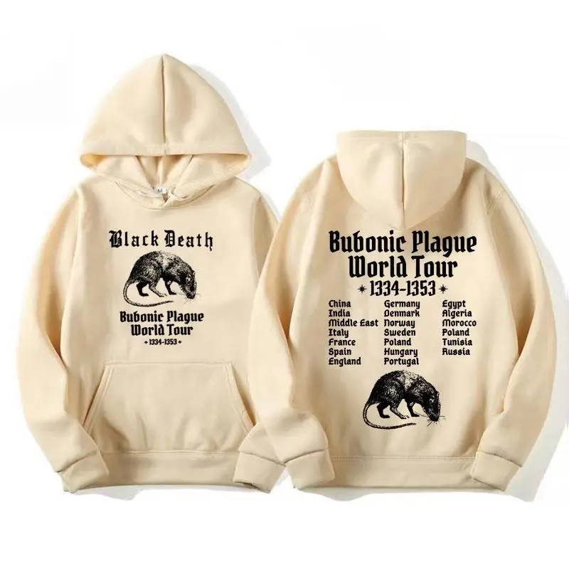 Bubonic Plague World Tour 2024 Felpa con cappuccio da uomo e da donna Divertente Meme Felpa con cappuccio in pile autunnale Vestibilità regolare Abiti a maniche lunghe Abbigliamento sportivo