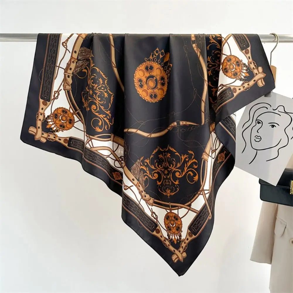 

90x90cm Luxury Silk Scarf Women Breathable Print Bandana Spring Sun-Resistant Headkerchief