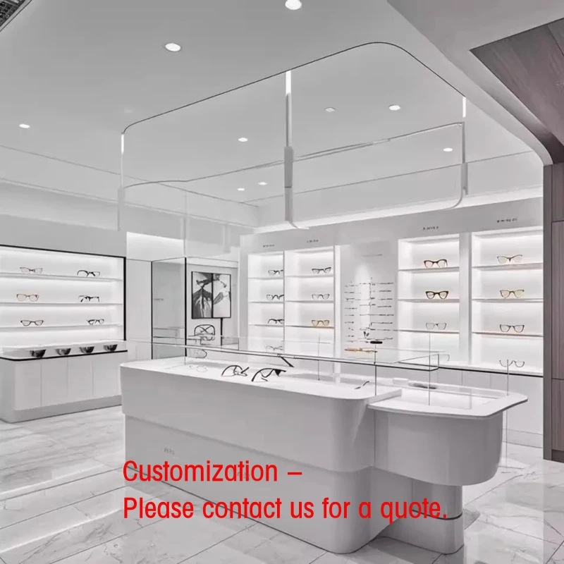 

custom.Whole Design High-end Modern Display Cabinet White Paint Glasses Shop Metal Nakajima Wall Display Rack Cashier