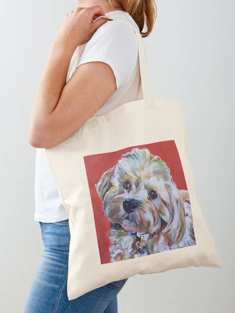 

Colourful dog oil painting print Tote Bag Gift bag men large personalized