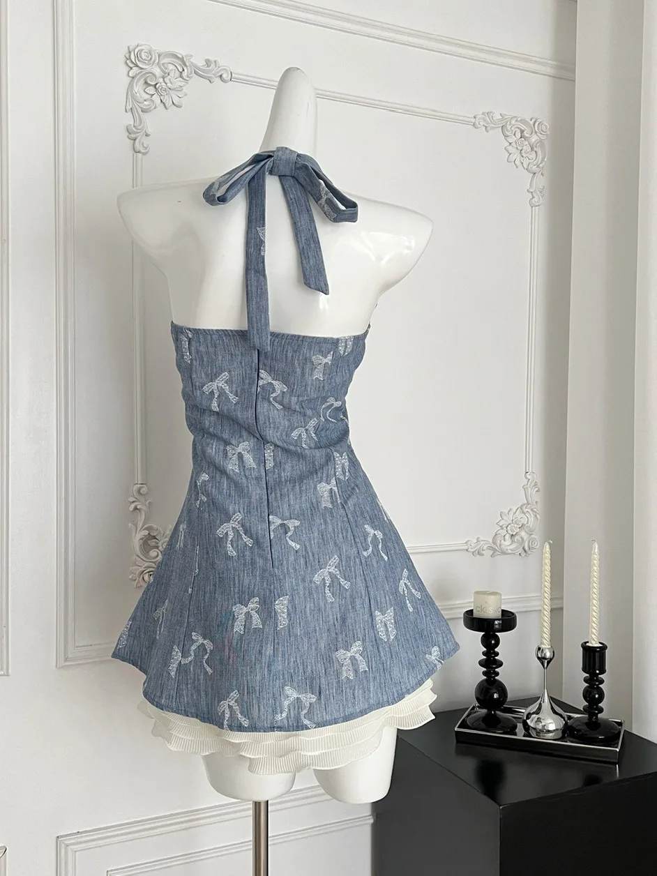 Letnia, słodka, pikantna spódnica z koronką, wyszczuplająca, z węzłem, damska, designerska, zmysłowa, z rozcięciem, z wysokim stanem, w kształcie litery A, midi.