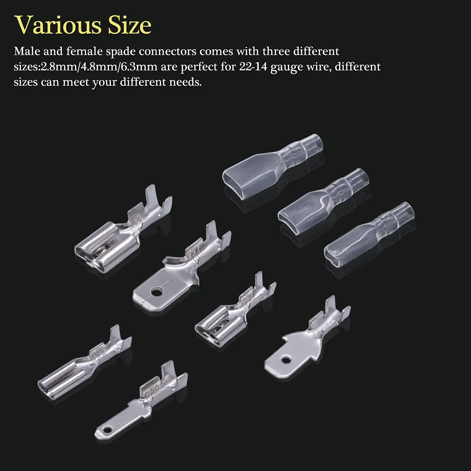 270Pieces 2.8/4.8/6.3 mm Insulated Wire Connector kit Wire Terminal Crimp Spade Female Socket Connector Assortment with Pilers