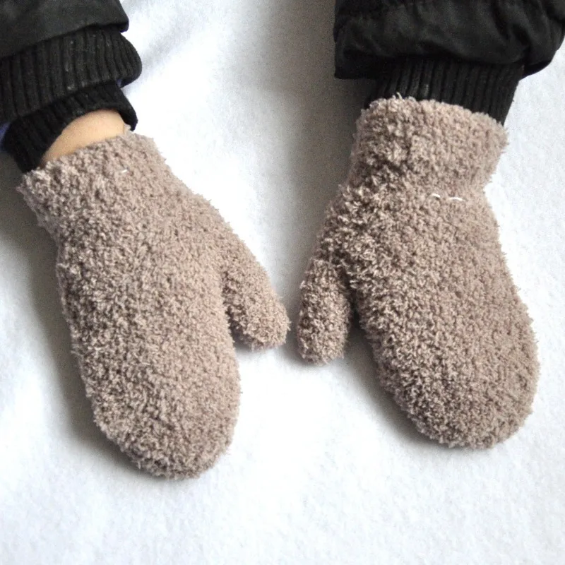 Winter-Strickhandschuhe für Kinder zum Kälteschutz – halb gefüttert mit weichem Plüsch, verdickt und mit Fleece gepolstert für Kleinkinder.