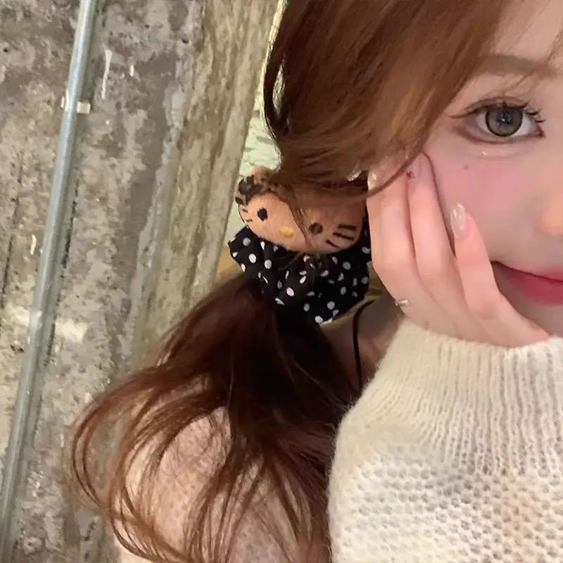 

Веревка для волос с леопардовым принтом «Hello Kitty», милый хвост, веревка для волос, аксессуары для волос для девочек, веревка для волос