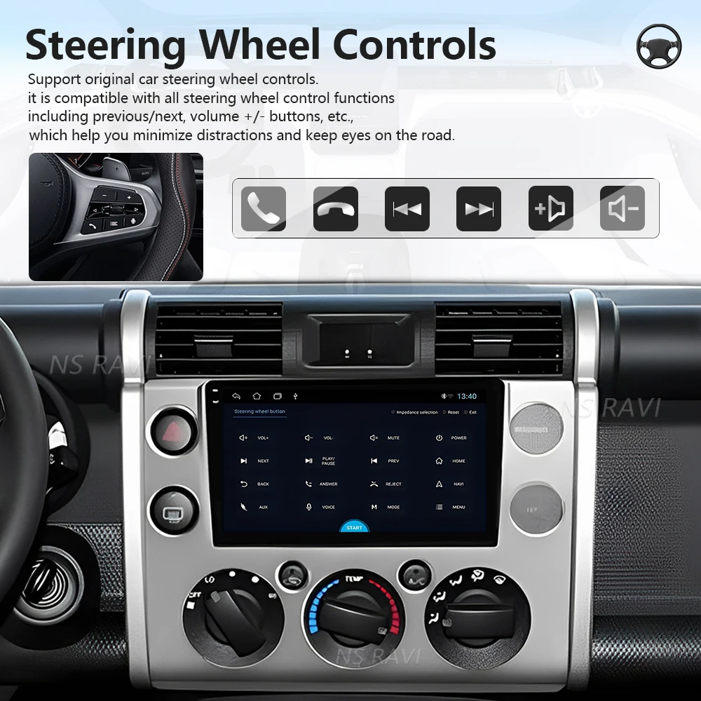 For Toyota FJ Cruiser J15 2006 - 2020 Carplay Auto Qualcomm DSP Multimedia Stereo BT 360 Camera Snapdragon Wireless Android 16 view 2