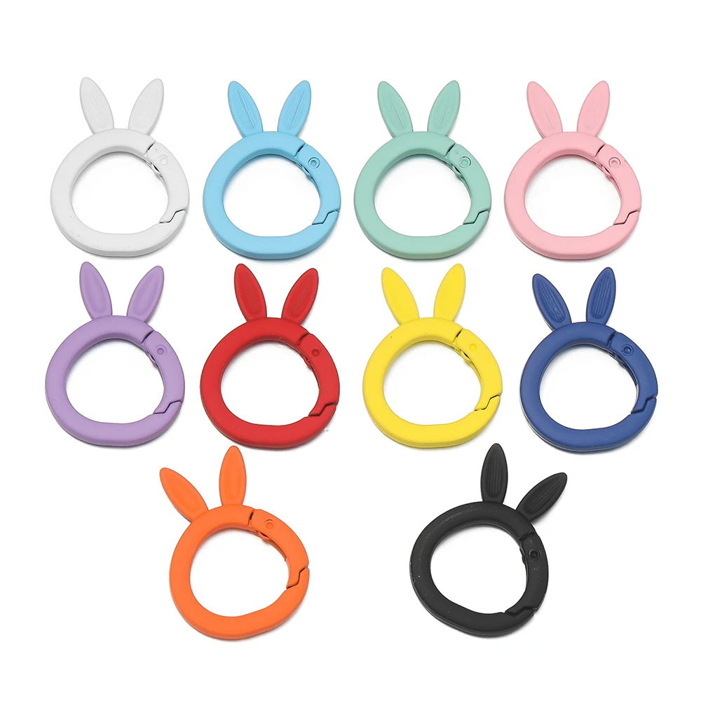 

5 шт./лот, металлические пружинные кольца-брелоки в форме кролика, открывающиеся, для подвешивания, для сумок, для рукоделия, фурнитура для изготовления украшений