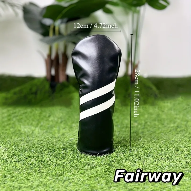 3pcs Waterproof Striped Golf Headcovers - Durable Protection For Your Clubs