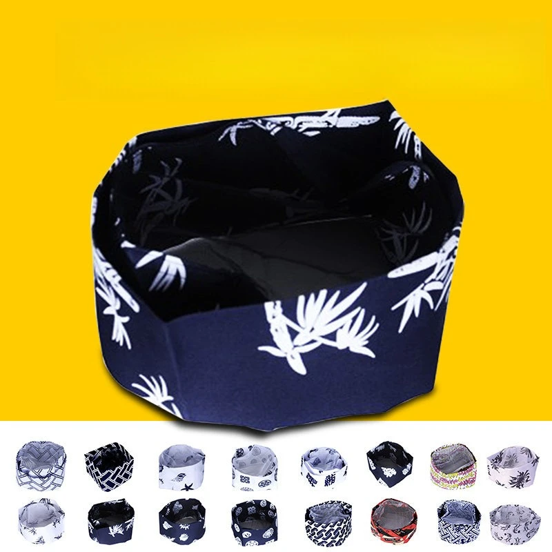 Japanese Style Printed Cuisine Chef Hat Izakaya Sushi Restaurant Chef Cap Unisex Breathable Catering Hotel Waiter Work Hat