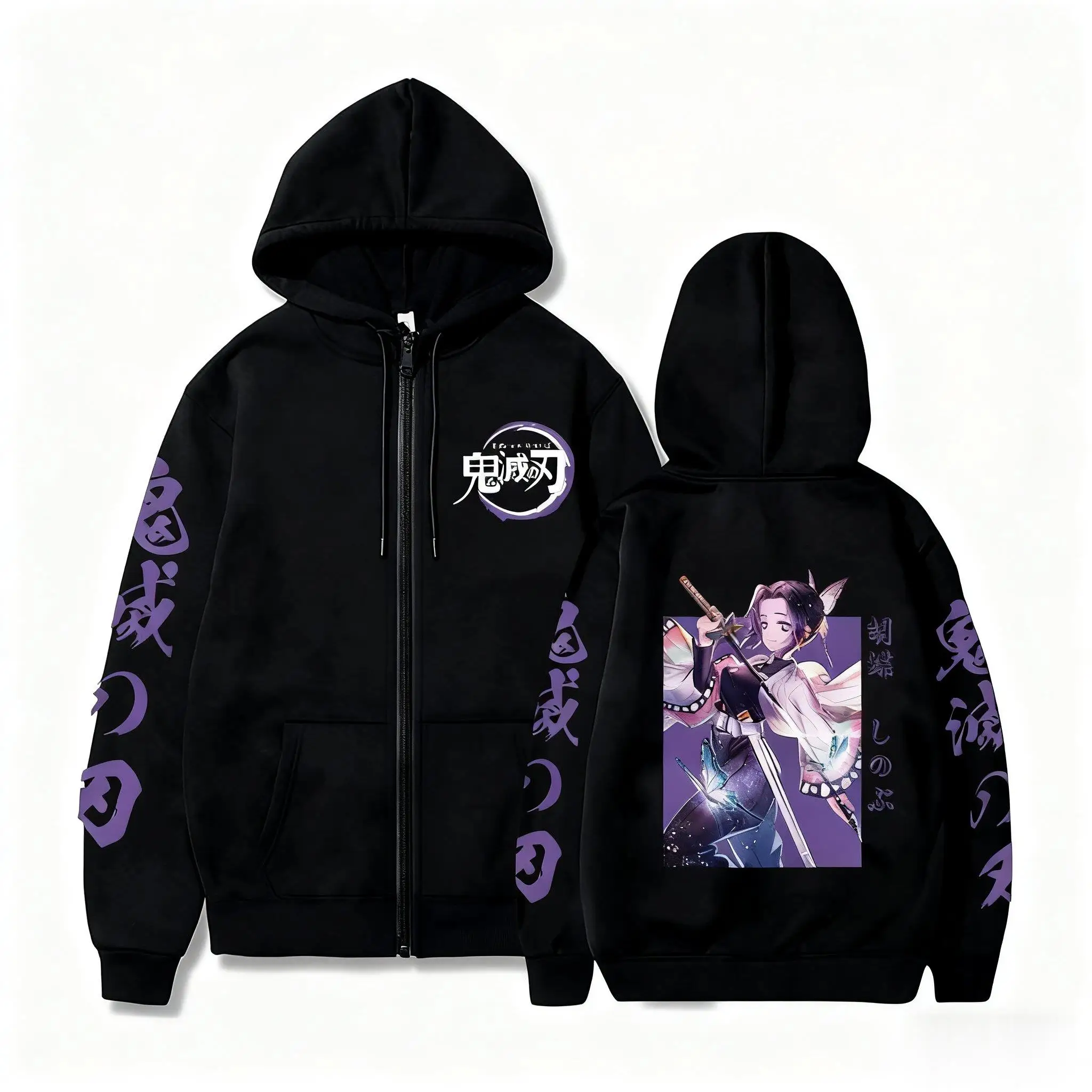 كيميتسو نو يابا فراشة شينوبو أنيمي زمم هوديي الرجال النساء 2026 الشتاء بلوزة كاجوال جاكيتات للجنسين الشارع الشهير تأثيري