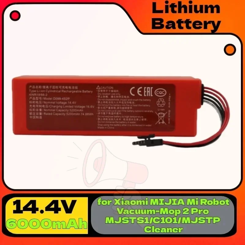 

6000mAh High-Capacity Replacement Battery D099-4S2P/S1-260-4S2P – FOR Xiaomi MIJIA Mi Robot Vacuum-Mop 2 Pro MJSTS1/C101/MJSTP