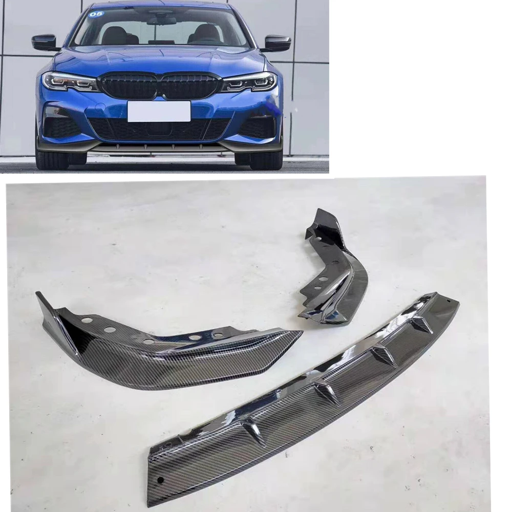 

Matte Black Carbon Fiber Look Front Bumper Spoiler Lip Lower Splitter Guard Protector Plate For BMW 3 Series G20 2019-2020