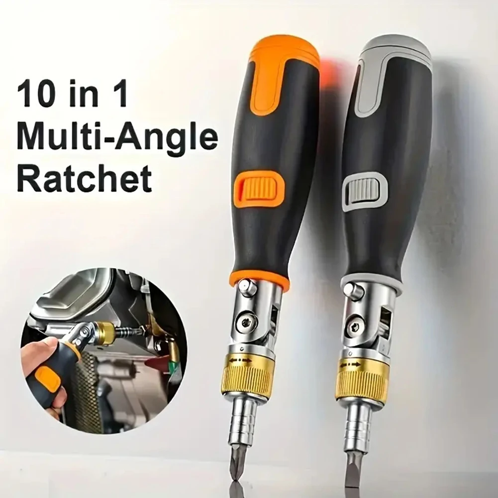 10 In 1 Multi-Angle Portable Ratchet Screwdriver Heavy Duty Chromium-Vanadium Steel Screwdriver For Electrical Work