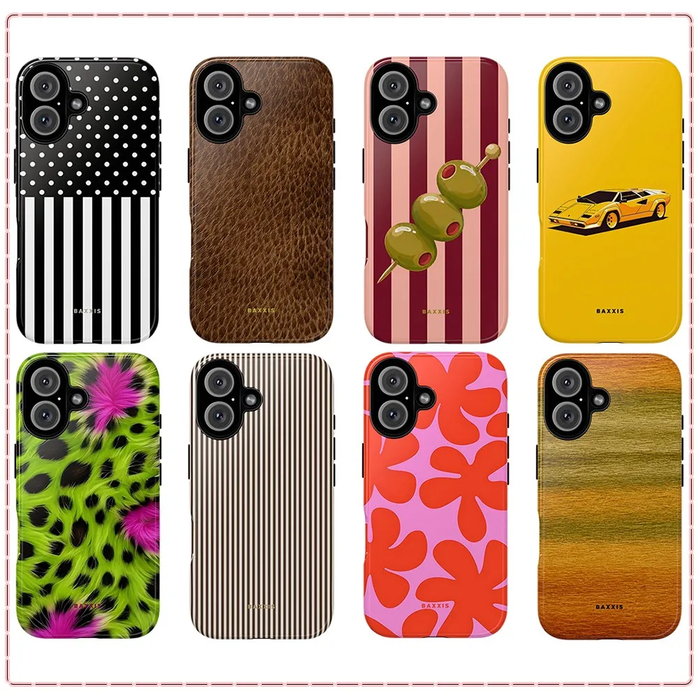 Baxxis Stripe Dot Phone Case for Samsung Galaxy S20 S23 S24 S25 S26 FE Plus Ultra Edge 4G 5G Luxury Double-layer Cover