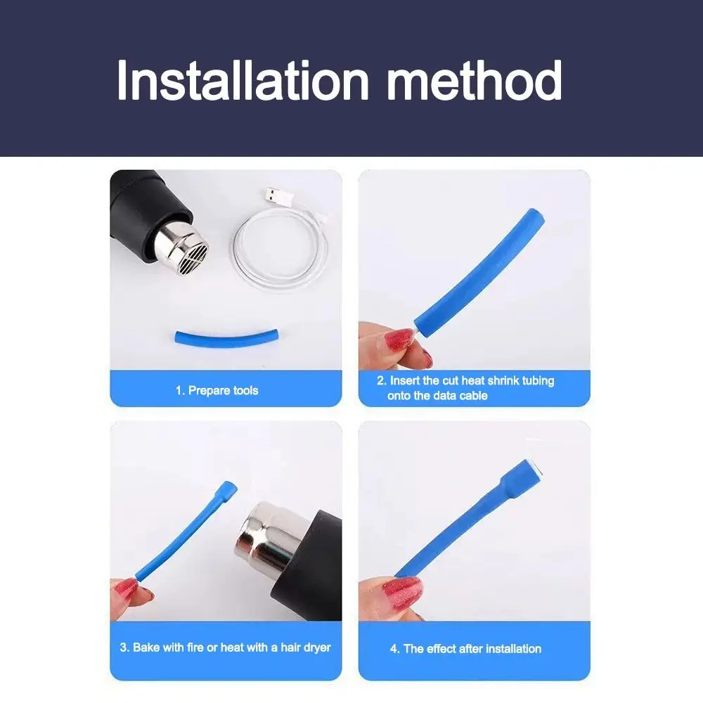 10Pcs Waterproof Charging Cable Sleeve USB Cable Protector Flexible Heat Shrink Tubing Wear Resistant Cable Repair Tube
