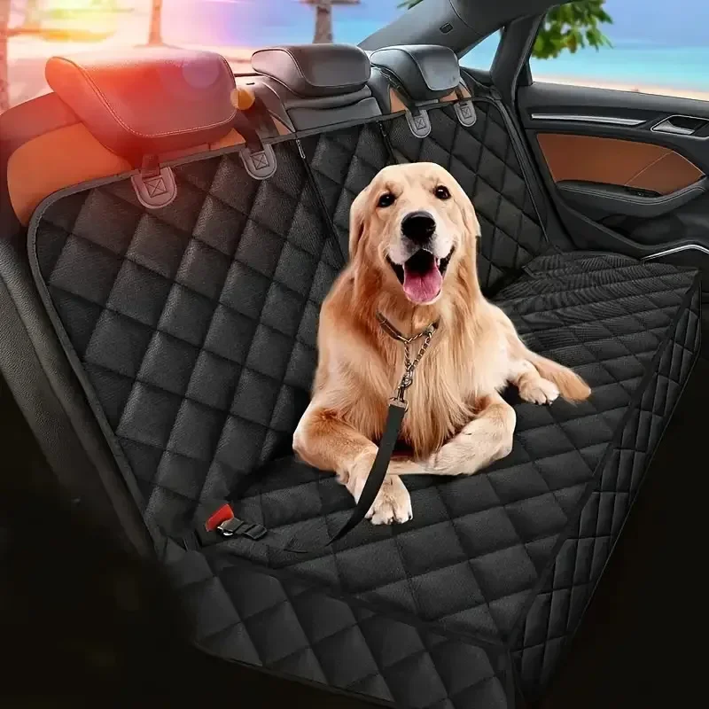 Dog Car Rear Seat Protective Cover Waterproof Dirt Resistant Pet Seat Cover Black Shoulder Strap Hammock Pet Travel Mattress