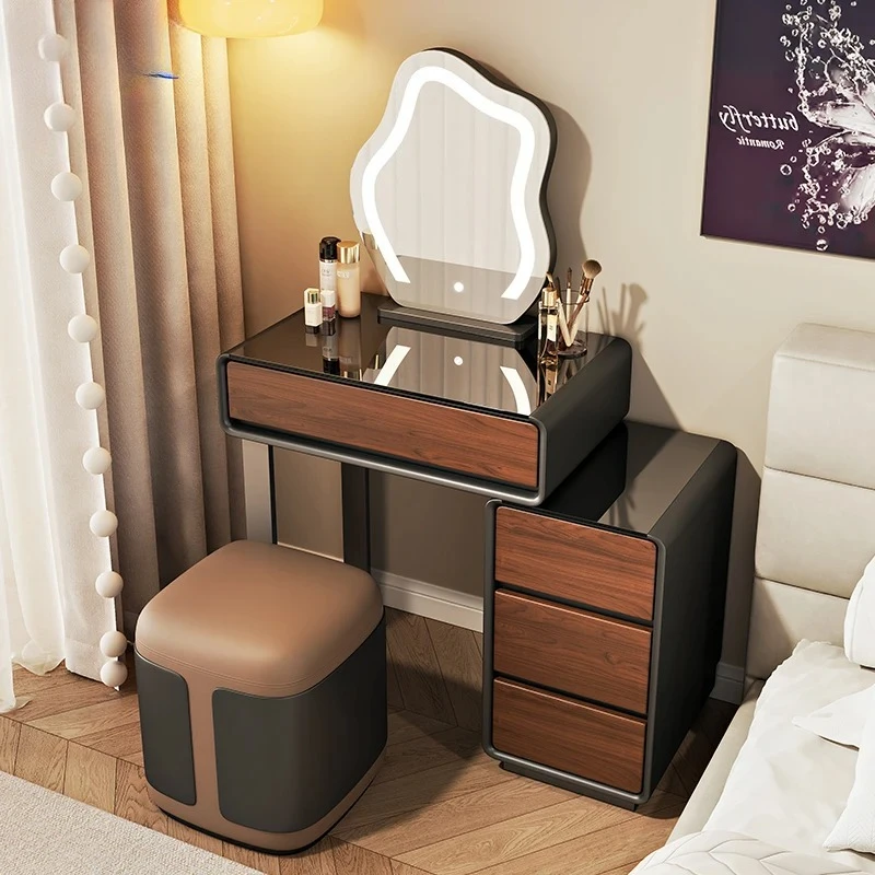 

Luxury Drawer Vanity Table Dest Storage Natural Solid Wood Makeup Vanity Desk Space Saving Meuble Coiffeuse Furnitures Bedroom