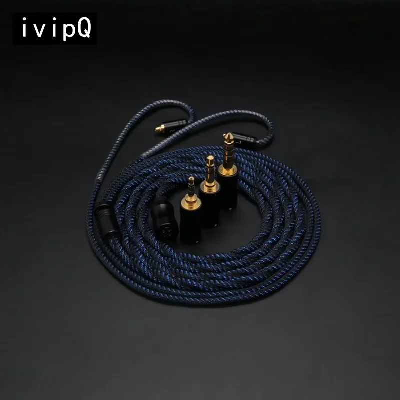 ivipQ-310 Audio Cable Nylon Coaxial Single Crystal Copper Silver Plated Earphone Upgrade Cable With Modular Plugs 3-in-1