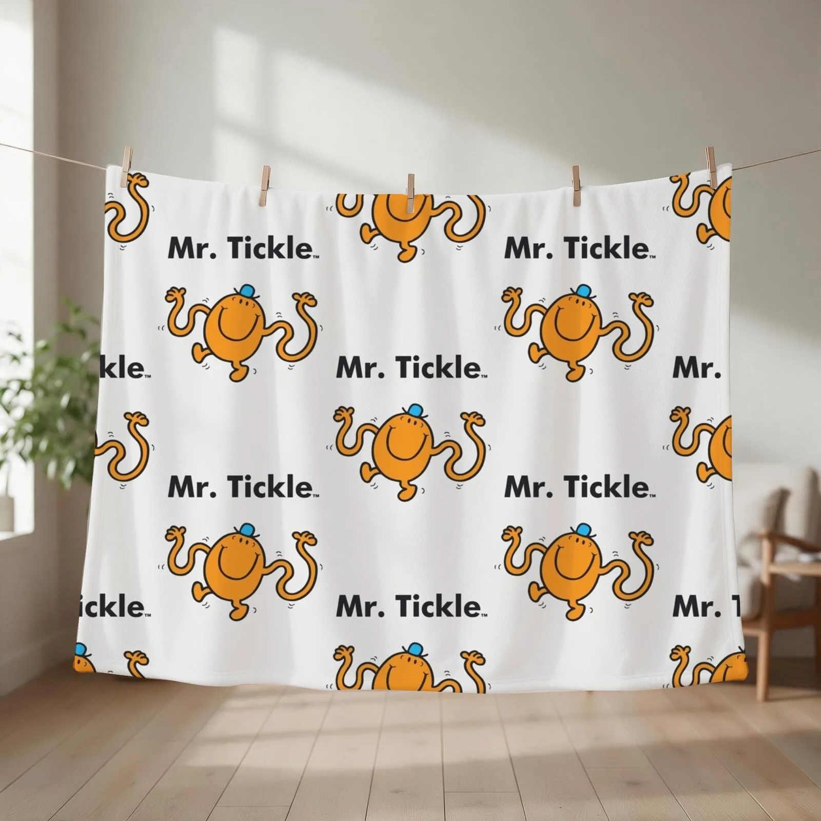 Unique Print with Mr, Tickle Cool Raglanslack Throw Blanket