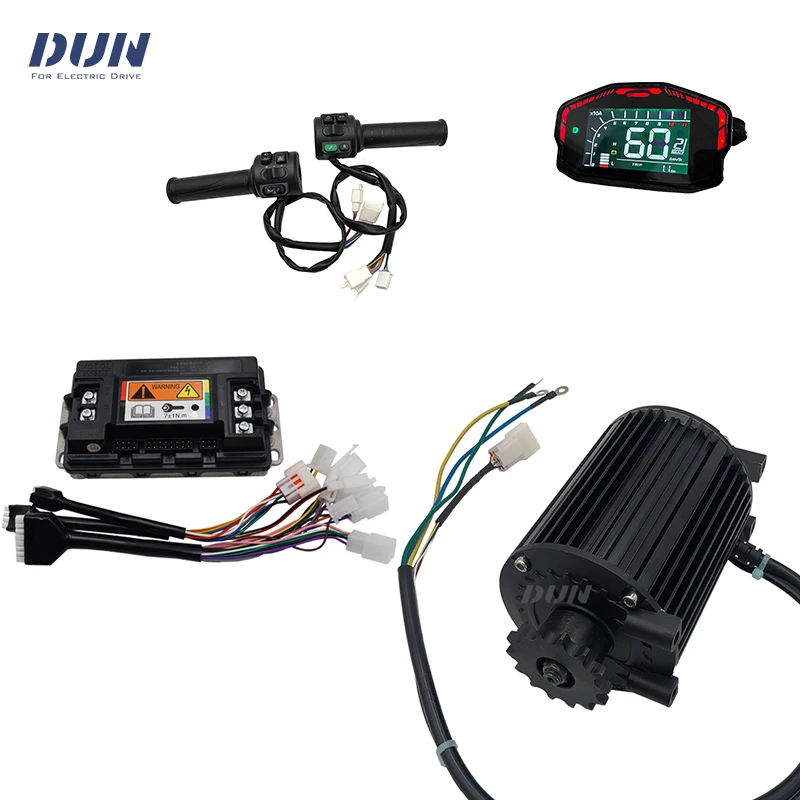 

QS 90 1KW PMSM 72V 55KMH Mid Drive Motor with EM50-4 Controller and DKD Display and T08 Throttle Kits