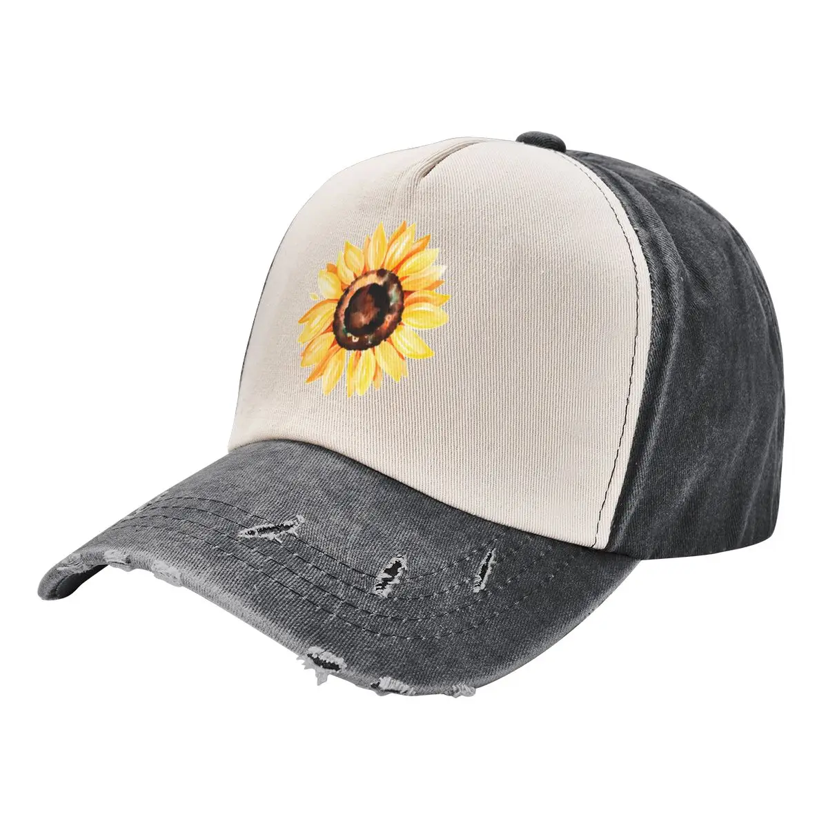 Watercolor sunflower, hand painted yellow flower Baseball Cap Snapback Cap Cosplay Anime Men's Women's