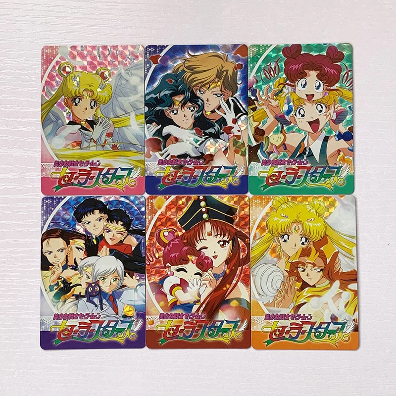 DIY 6 Stück Sailor Moon Sailor Stars Flash Card Tsukino Usagi Sammelkarte Anime Collection Action Toy Figures Geschenke
