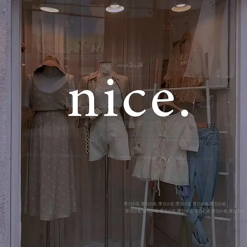 Nice Simple English Glass Door Window Decoration Wall Stickers Clothing Selfie Mirror White Wall Decor Posters Korean Style